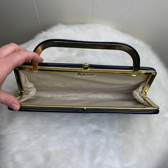Vintage Faux Patent Leather Clutch Handle Bag - Picture 9 of 9